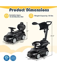 3-in-1 Mercedes Benz Ride-On Toddler Sliding Car with Push Handle