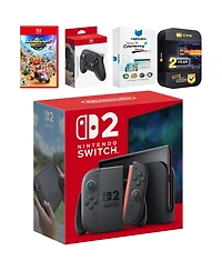 Nintendo Switch 2 Console with Mario Kart World, Pro Controller, MightySkins Code and 2 Cps Year Extended Warranty