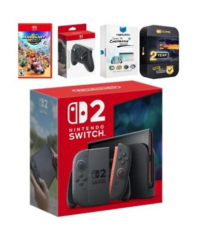 Nintendo Switch 2 Console With Mario Kart World Pro Controller Mightyskins Code 2 Cps Year Extended Warranty