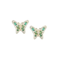 Sohi Women's Silver Crystal Butterfly Stud Earrings