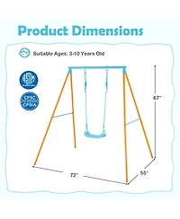 Slickblue Kids Outdoor Heavy Duty Metal Swing Set with Stand