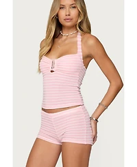 Edikted Women's Lovina Textured Striped Halter Top