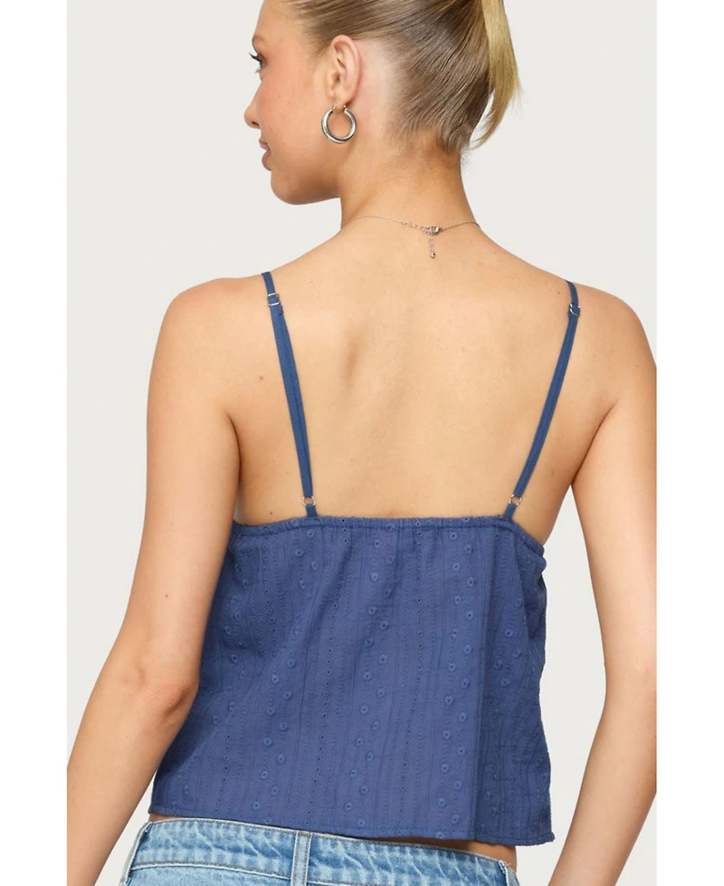 Edikted Women's Otis Eyelet Split Front Tank Top