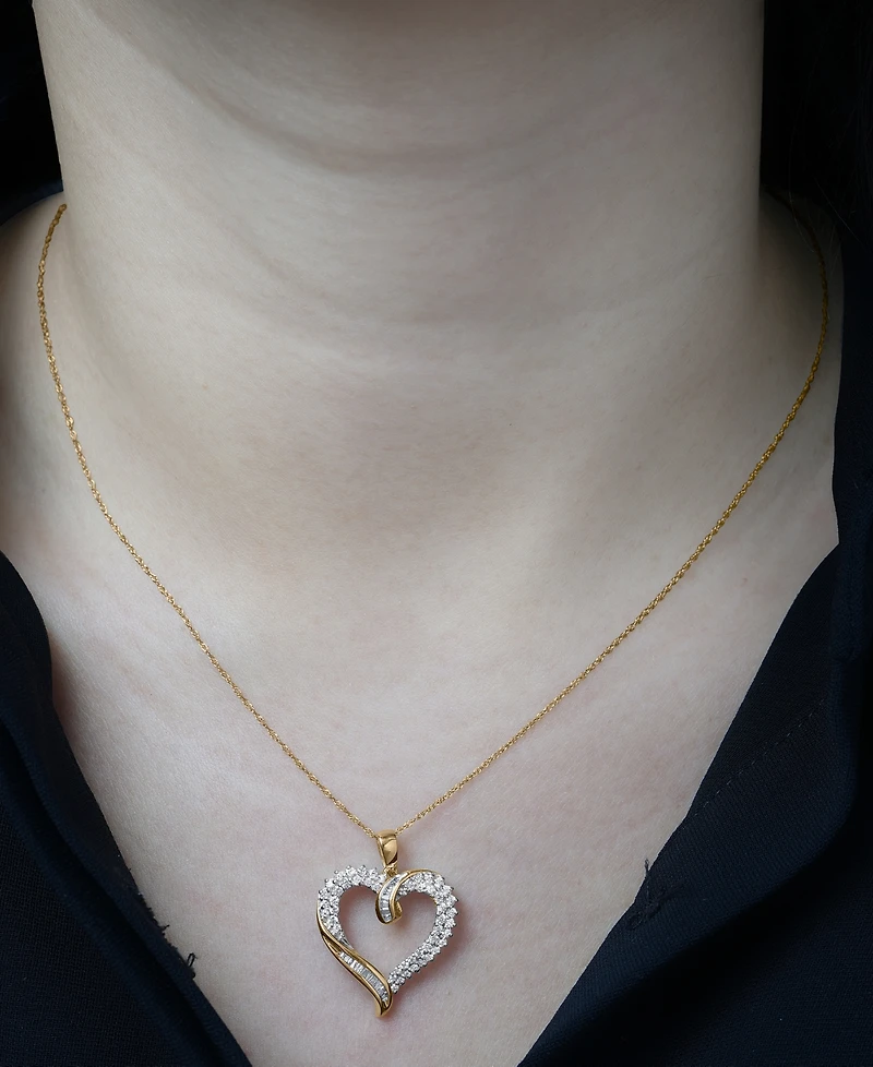 Diamond Twist Heart 18" Pendant Necklace (1/2 ct. t.w.) 14k White Gold or Yellow Gold, + 2" extender, Exclusively at Macy's