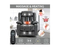 Dual Motor Infinite Position Up to 350 Lbs Leatheraire Power Lift Recliner Chair, Heavy Duty Motion Mechanism with 8-Point Vibration Massage and Lumba
