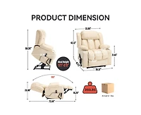 Dual Motor Infinite Position Up to 350 Lbs Leatheraire Power Lift Recliner Chair, Heavy Duty Motion Mechanism with 8-Point Vibration Massage and Lumba