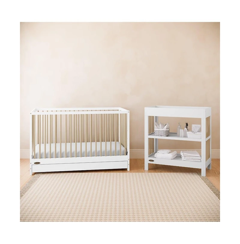 Graco Teddi 5-in-1 Convertible Crib with Drawer - White with Driftwood