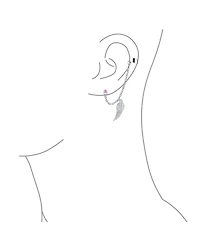 Bling Jewelry Trendy Pink Purple Black Guardian Angel Wing Feather Cartilage Ear Lobe Helix Warp Chain Ear Cuff Earring Crystal Stud Stainless Steel