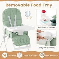Slickblue Toddler Easy Clean Compact Highchair with Removable Adjustable Tray and Pu Seat Cushion