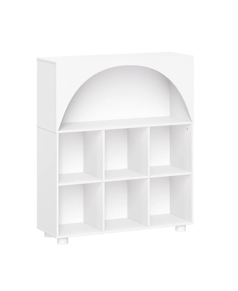Sourcing Solutions Arched 34" Solid Wood 6 Cubby Entryway Shoe Rack Storage Organizer Cabinet