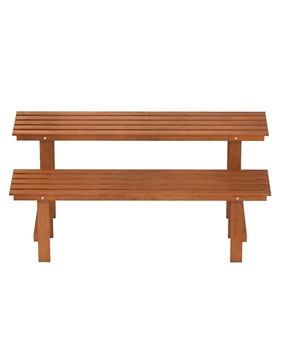2-Tier Wood Plant Stand Ladder Plant Shelf for Indoor Outdoor