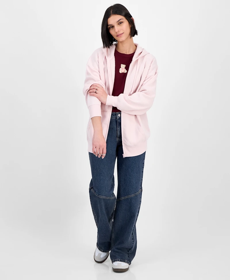 Hippie Rose Juniors' Oversized Full-Zip Hoodie