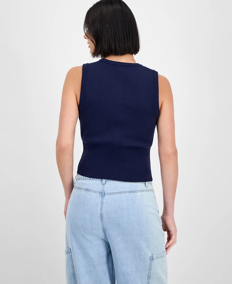Ultra Flirt Juniors' Sleeveless Button-Front Sweater Vest