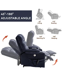 Dual Motor Infinite Position Up to 350 Lbs Chenille Power Lift Recliner Chair with 8-Point Vibration Massage and Lumbar Heating Dual Cup Holders