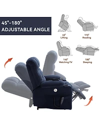 Dual Motor Infinite Position Up to 350 Lbs Chenille Power Lift Recliner Chair, Heavy Duty Motion Mechanism with 8-Point Vibration Massage and Lumbar H