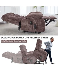 Lift Recliner Chair Heat Massage Dual Motor Infinite Position Up to 350 Lbs Large Electric Power Recliners with Power-Remote, Medium-firm and Hea