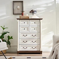 7 Drawer Bathrooom Cabinet Chest with Wooden Base and Riser Trim