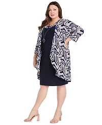 R & M Richards Plus 3/4-Sleeve Jacket Dress
