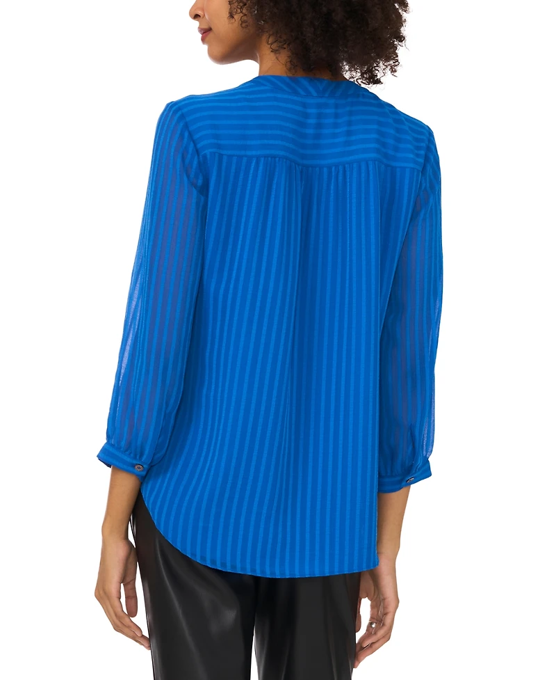 Vince Camuto Women's Striped V-Neck 3/4-Sleeve Top