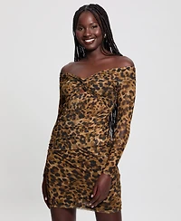 Guess Women's Kendall Printed Off-the-Shoulder Bodycon Dress