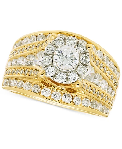 Diamond Halo Multirow Engagement Ring (2 ct. t.w.) in 14k Two-Tone Gold