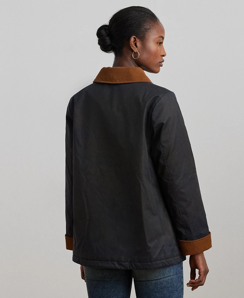 Lauren Ralph Women's Cord-Collar Waxed Jacket