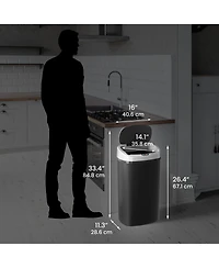 iTouchless 13 Gallon Sensor Kitchen Trash Can with Lid and Odor Filter, Durable Dent-Proof Plastic Garbage Bin Automatic Waste Basket
