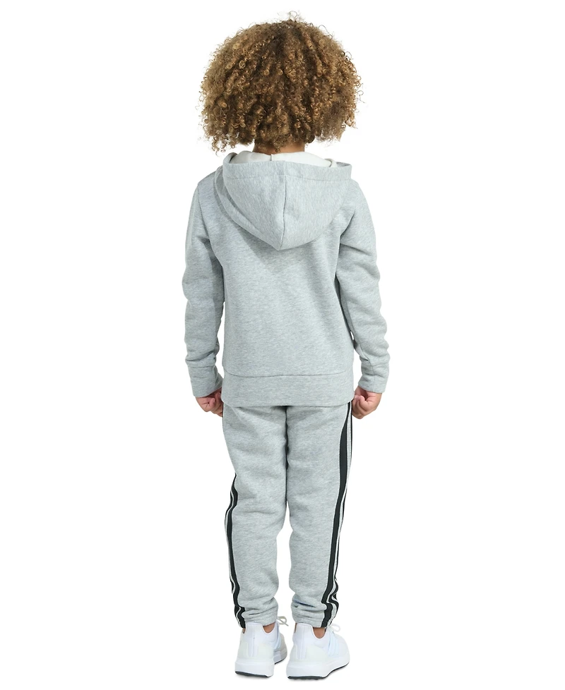 adidas Toddler & Little Boys Long-Sleeve Essential Big Logo Fleece Jacket Jogger Pants, 2 Piece Set