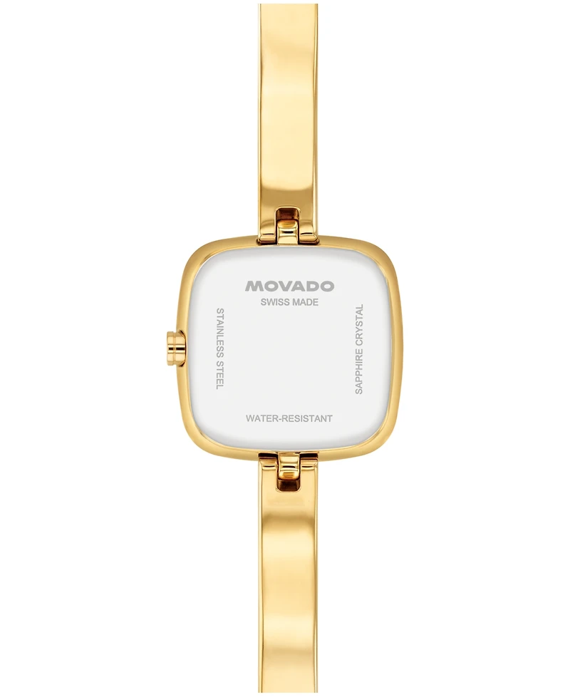 Movado Women's Museum Cushion Swiss Quartz Yellow Pvd Steel Bangle Watch, 21.50mm