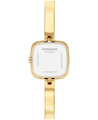 Movado Women's Museum Cushion Swiss Quartz Yellow Pvd Steel Bangle Watch, 21.50mm
