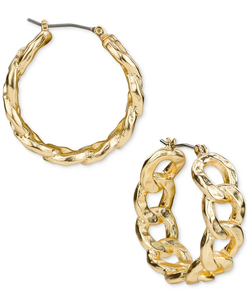 Patricia Nash Matte Hammered Link Hoop Earrings