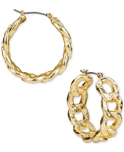 Patricia Nash Matte Hammered Link Hoop Earrings