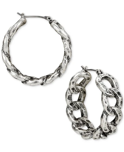 Patricia Nash Matte Hammered Link Hoop Earrings