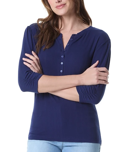 Gloria Vanderbilt Women's 3/4-Sleeve Henley Top