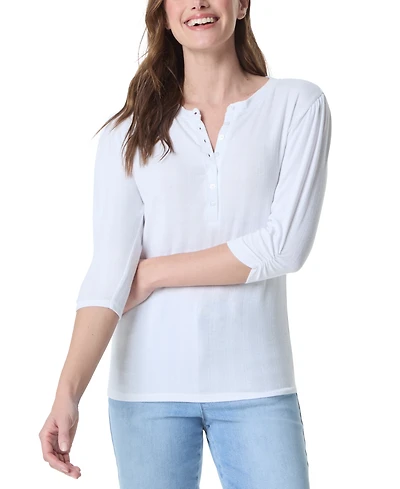 Gloria Vanderbilt Women's 3/4-Sleeve Henley Top
