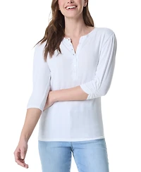 Gloria Vanderbilt Women's 3/4-Sleeve Henley Top