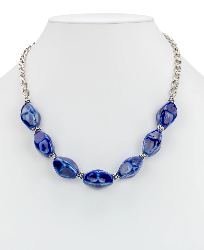 Patricia Nash Short Blue Ceramic Bead Necklace