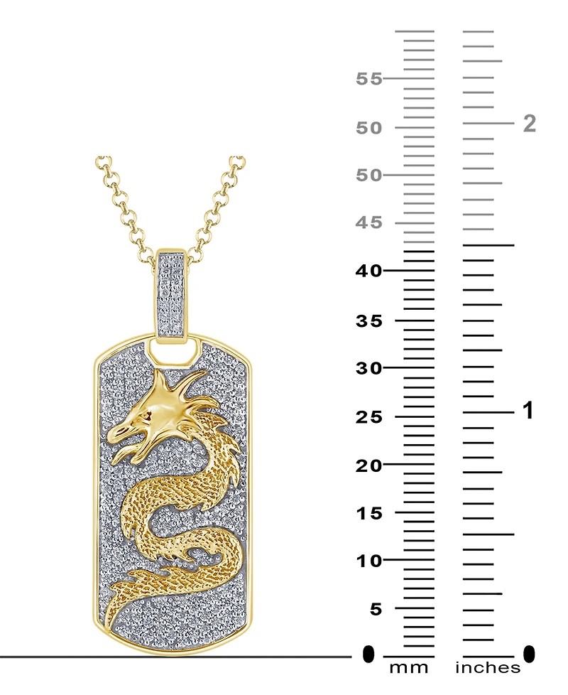 Men's Diamond Pave Dragon Dog Tag 22" Pendant Necklace (1 ct. t.w.) in 10k Gold