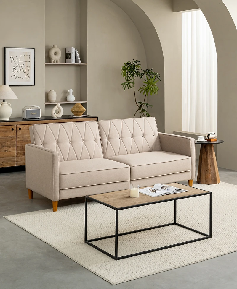 Gold Sparrow 77" Polyester Victoria Convertible Sofa Bed, Created for Macy's