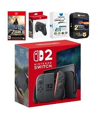 Nintendo Switch 2 Console with Zelda Breath of the Wild, Pro Controller, MightySkins Code and 2 Cps Year Extended Warranty