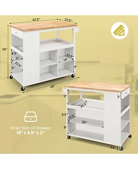 Volenca Kitchen Island Trolley Cart on Wheels with Storage Open Shelves and Drawer