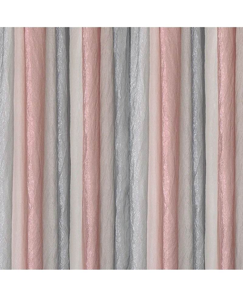 Kate Aurora 1 Piece Crushed Faux Satin Silver & Blush Rose Pink Ombre Window Curtain Panel