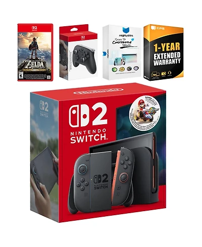 Nintendo Switch 2 + Mario Kart World Bundle with Zelda Breath of the Wild, Pro Controller