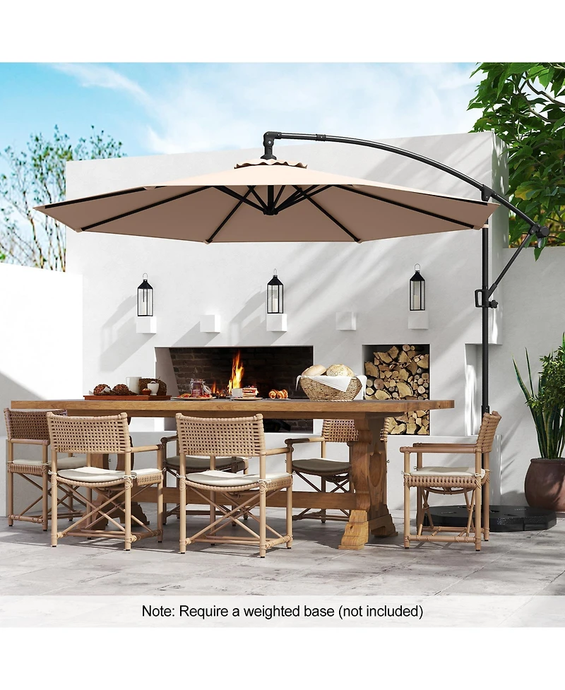 Gymax 10 Ft Patio Offset Umbrella w/ X-shaped Base Infinite Tile & 360° Rotation