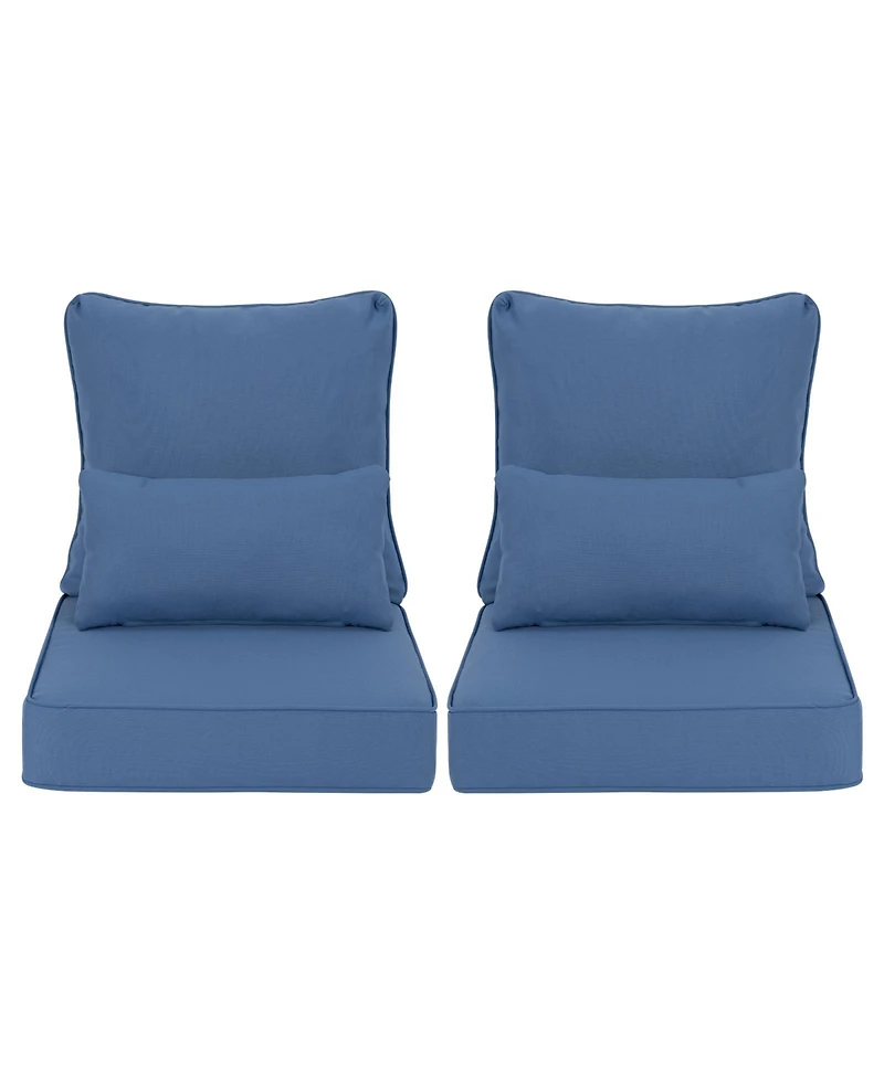 Aoodor 24'' x Outdoor Deep Seat Cushion Set, Olefin Fabric (Set of 2 Seats, Backs, Lumbar Pillows)