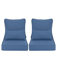 Aoodor 24'' x Outdoor Deep Seat Cushion Set, Olefin Fabric (Set of 2 Seats, Backs, Lumbar Pillows)