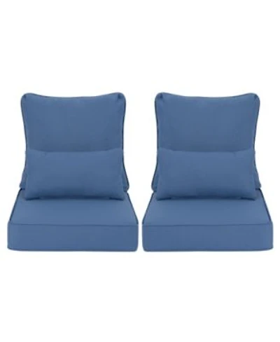 Aoodor 24 X 24 Outdoor Deep Seat Chair Cushion Set Olefin Fabric Slipcovers With Sponge Foam Set Of 2 Seats 2 Backs 2 Lumbar Pillows