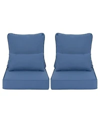 Aoodor 24 X 24 Outdoor Deep Seat Chair Cushion Set Olefin Fabric Slipcovers With Sponge Foam Set Of 2 Seats 2 Backs 2 Lumbar Pillows