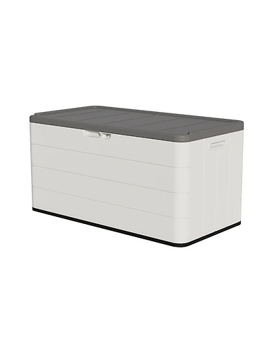 110 Gal. Resin Outdoor Storage Cabinet,Garden Tool Box with Lockable Lid in White