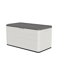 110 Gal. Resin Outdoor Storage Cabinet,Garden Tool Box with Lockable Lid in White